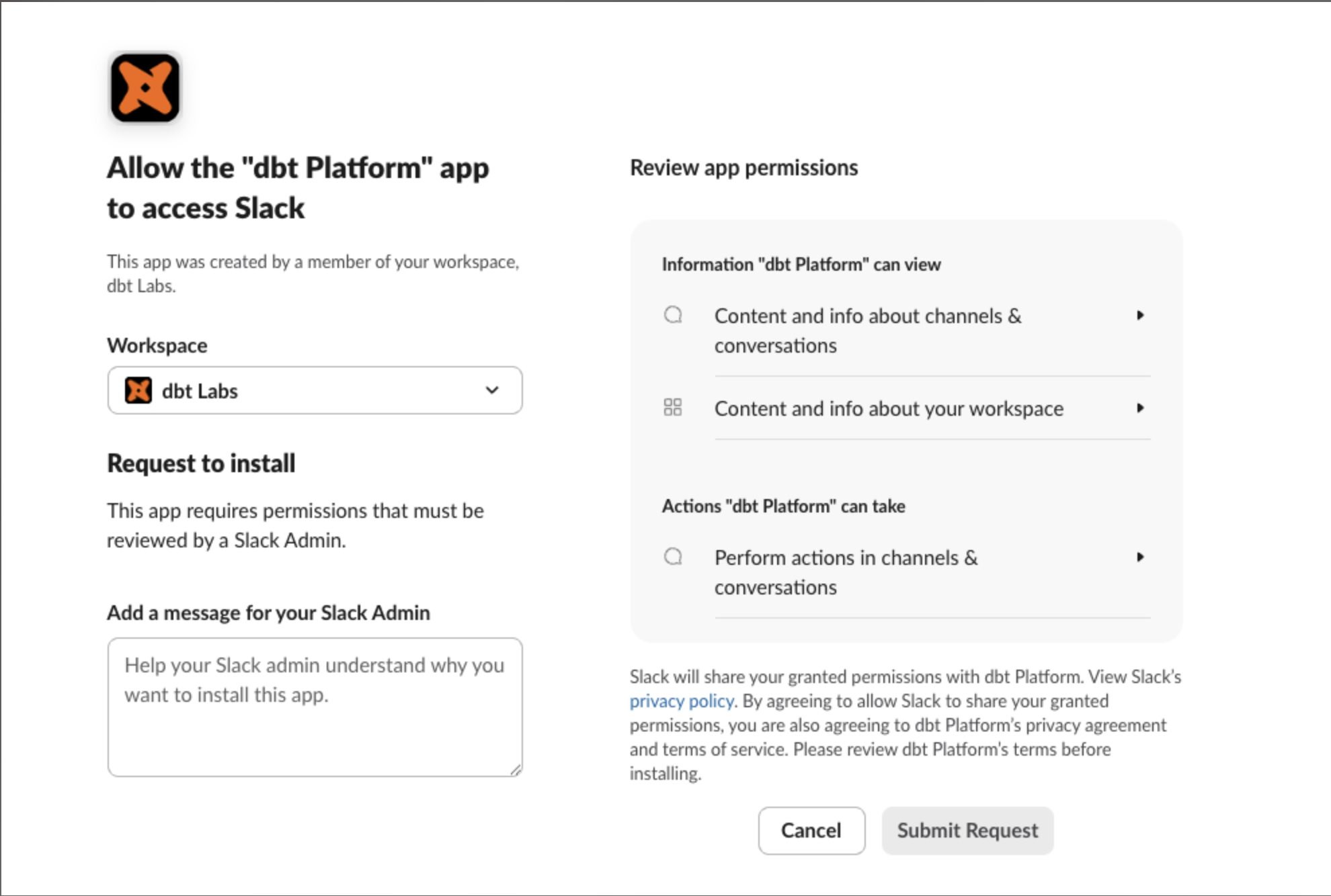 Example of invite guidance for the dbt platform app